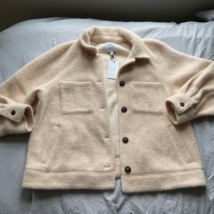 Peachy pink button-up Anthropologie jacket